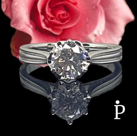 (ACP - 49) .925 Plata Anillo de Flor con CZ Transparente - JoyeriaParis