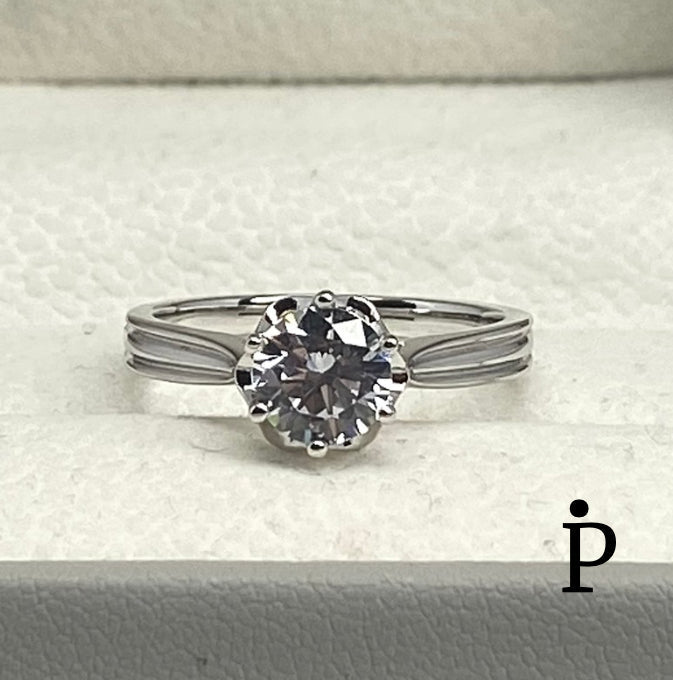 (ACP - 49) .925 Plata Anillo de Flor con CZ Transparente - JoyeriaParis