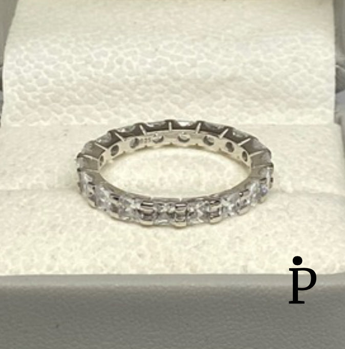 (ACP - 53) .925 Plata Anillo Churumbela con CZ color blanca - JoyeriaParis