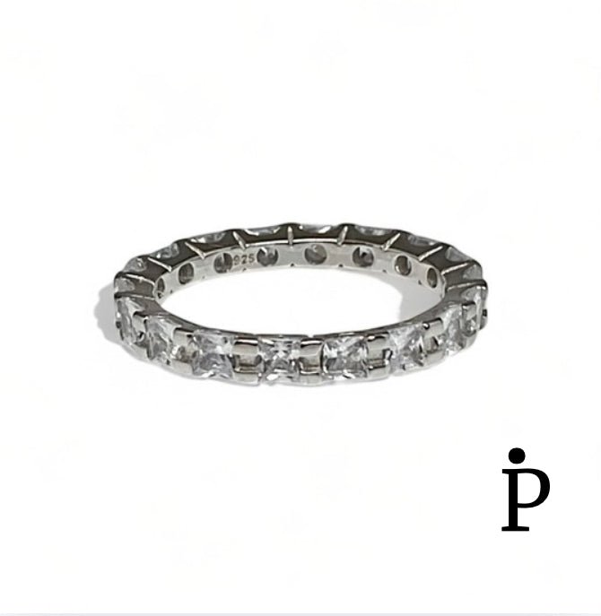 (ACP - 53) .925 Plata Anillo Churumbela con CZ color blanca - JoyeriaParis