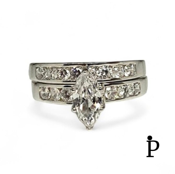 (ACP - 58) .925 Plata Anillos de Compromiso y Boda Solitario CZ - JoyeriaParis