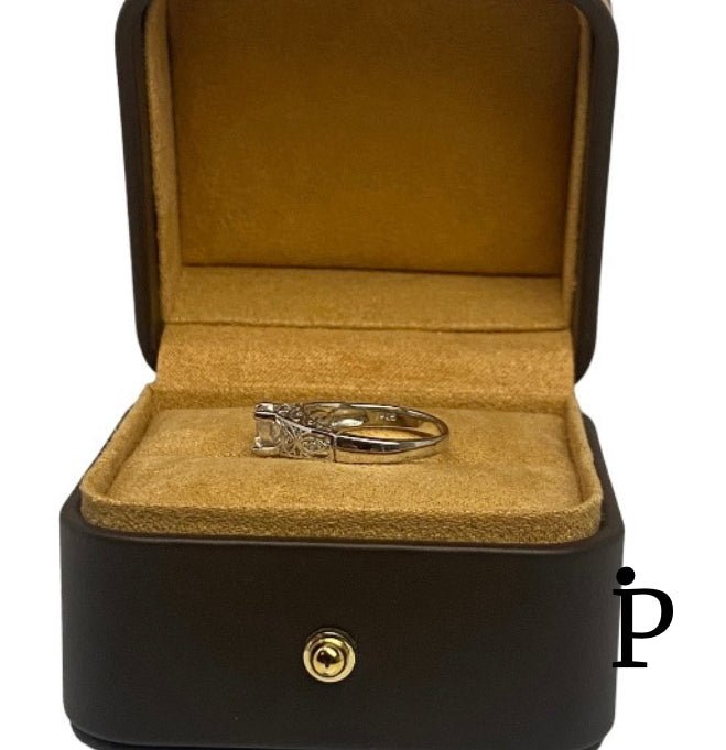 (ACP - 59) .925 Plata Anillo de Compromiso CZ Redondo - JoyeriaParis