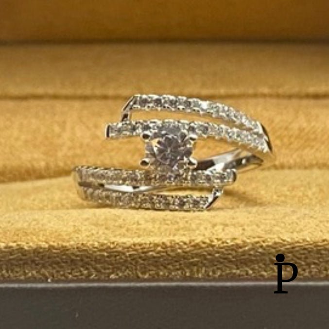 (ACP - 60) .925 Plata Anillo de Compromiso con Zirconia de Corte Redondo - JoyeriaParis