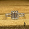 (ACP - 61) .925 Plata Anillo de Compromiso Corte Esmeralda - JoyeriaParis