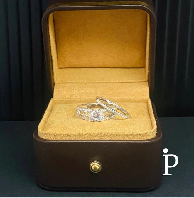 (ACP - 66) .925 Plata Set Anillos CZ Pavé Celta - JoyeriaParis