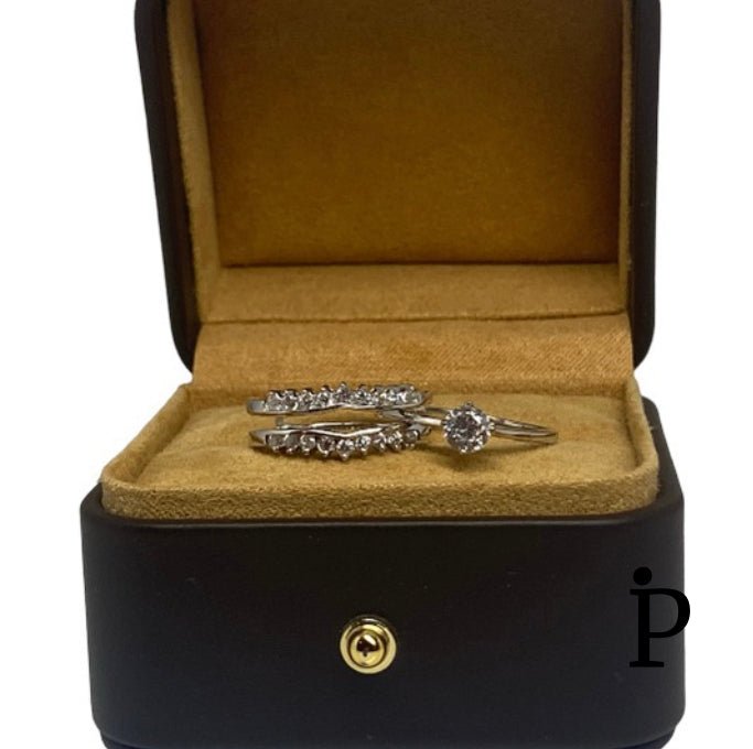 (ACP - 67) .925 Plata Set Anillos Compromiso Antiguo de CZ Transparente - JoyeriaParis