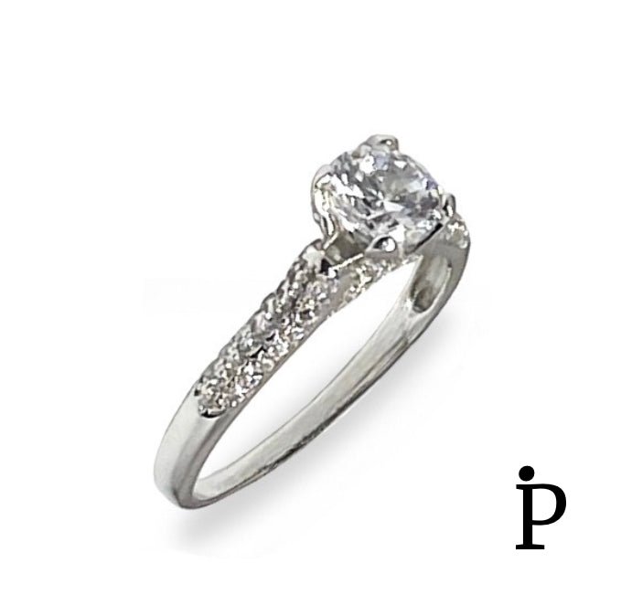 (ACP - 69) .925 Plata Anillo CZ Corte Redondo. - JoyeriaParis