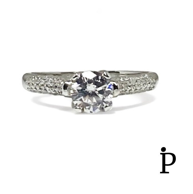 (ACP - 69) .925 Plata Anillo CZ Corte Redondo. - JoyeriaParis