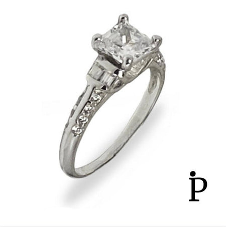 (ACP - 73) .925 Plata Anillo Corte Princesa CZ - JoyeriaParis