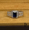 (ACP - 75) .925 Plata Anillo Corte Esmeralda CZ Azul - JoyeriaParis