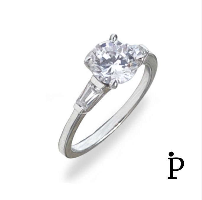 (ACP - 81) .925 Plata Anillo Compromiso Baguette CZ - JoyeriaParis