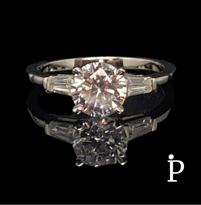 (ACP - 81) .925 Plata Anillo Compromiso Baguette CZ - JoyeriaParis