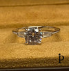 (ACP - 81) .925 Plata Anillo Compromiso Baguette CZ - JoyeriaParis