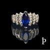 (ACP - 84) .925 Plata Anillo Corte Marquesa Azul - JoyeriaParis