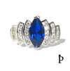 (ACP - 84) .925 Plata Anillo Corte Marquesa Azul - JoyeriaParis