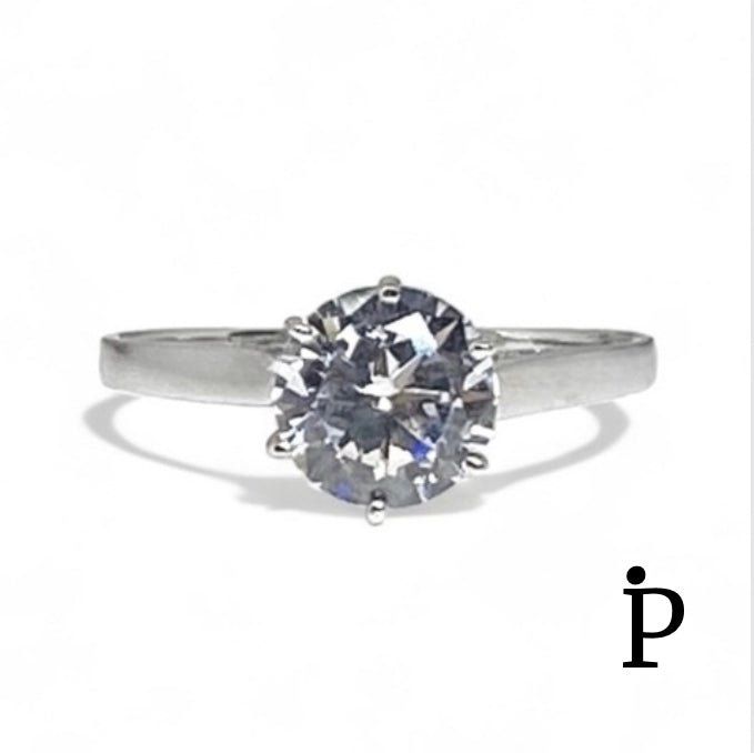 (ACP - 87) .925 Plata Anillo Compromiso CZ Transparente - JoyeriaParis