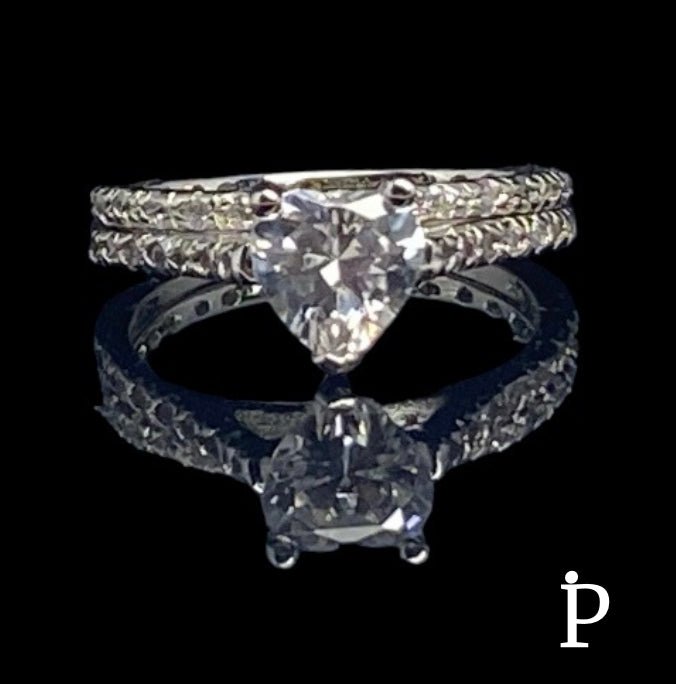 (ACP - 91) .925 Plata Set Anillos solitario de circonita cúbica - JoyeriaParis