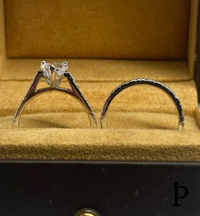 (ACP - 91) .925 Plata Set Anillos solitario de circonita cúbica - JoyeriaParis