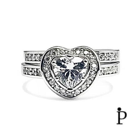 (ACP - 92) .925 Plata Set Anillos Boda CZ - JoyeriaParis