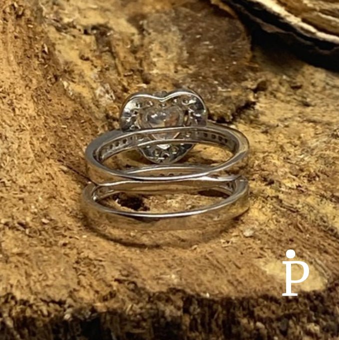 (ACP - 92) .925 Plata Set Anillos Boda CZ - JoyeriaParis