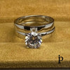 (ACP - 98) .925 Plata Conjunto Anillos CZ Rdonda & Lisa - JoyeriaParis