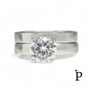 (ACP - 98) .925 Plata Conjunto Anillos CZ Rdonda & Lisa - JoyeriaParis