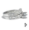 (ACP - 99) .925 Plata Juego Anillos Boda ZC Corte Redondo & Banda Canal Cuadrado - JoyeriaParis