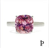 (AE - 02) .925 Plata Anillo Cojin Circonita Rosa - JoyeriaParis