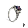 (AE - 03) .925 Plata Anillo Circonita Cubica Granate Rectangular - JoyeriaParis