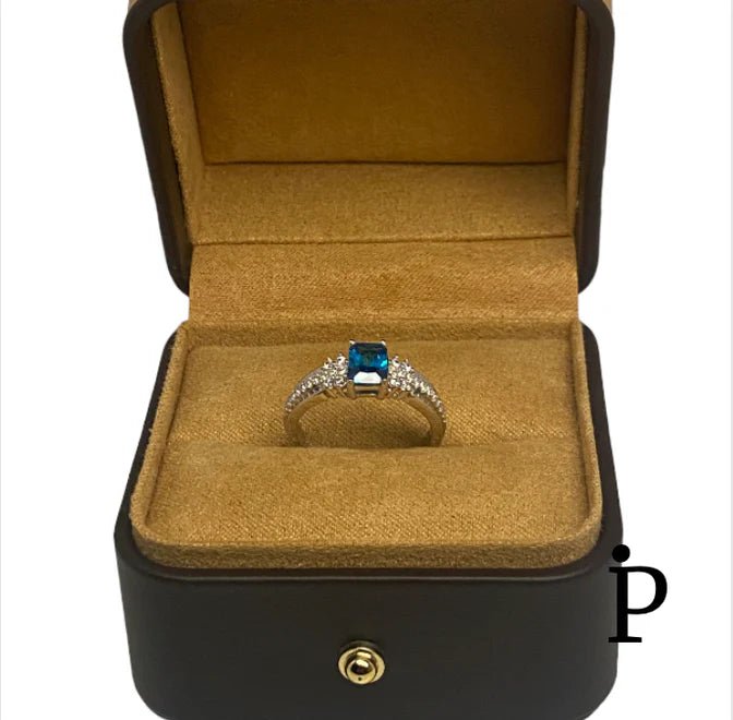 (AE - 04) .925 Plata Anillo con circonia color topaz. - JoyeriaParis