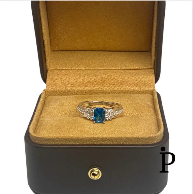 (AE - 04) .925 Plata Anillo con circonia color topaz. - JoyeriaParis