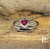 (AE - 10) .925 Plata Anillo Circonita Cubica Corazon Rubi - JoyeriaParis