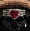 (AE - 10) .925 Plata Anillo Circonita Cubica Corazon Rubi - JoyeriaParis