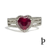 (AE - 10) .925 Plata Anillo Circonita Cubica Corazon Rubi - JoyeriaParis