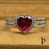 (AE - 10) .925 Plata Anillo Circonita Cubica Corazon Rubi - JoyeriaParis