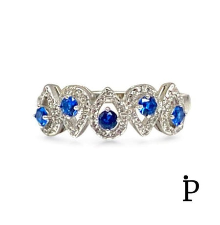 (AE - 100).925 Plata Anillo Lagrimas Azules Espinela CZ - JoyeriaParis