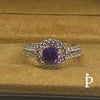 (AE - 107) .925 Plata Anillo Halo Amatista Circonia Ovalada - JoyeriaParis