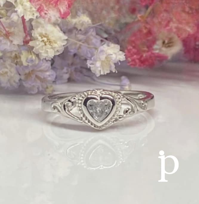 (AE - 109).925 Plata Circonita Cúbica Corazón Filigrana - JoyeriaParis