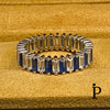 (AE - 112).925 Plata Argolla Boda Corte Esmeralda Blanca & Azul Zafiro. - JoyeriaParis