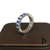 (AE - 112).925 Plata Argolla Boda Corte Esmeralda Blanca & Azul Zafiro. - JoyeriaParis