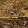 (AE - 113) .925 Plata Anillo Promesa Circonita Cúbica Granate Corazón - JoyeriaParis