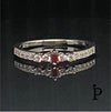 (AE - 117).925 Plata Anillo Corte Esmeralda Elegante CZ Granate Oscuro - JoyeriaParis