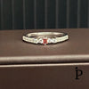 (AE - 117).925 Plata Anillo Corte Esmeralda Elegante CZ Granate Oscuro - JoyeriaParis