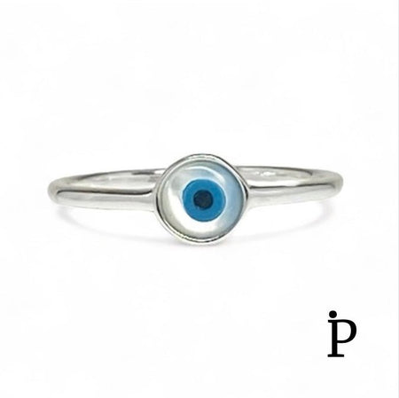 (AE - 121).925 Plata Anillo Ojo Turco Minimalista - JoyeriaParis