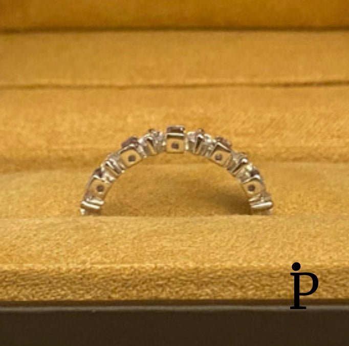 (AE - 122).925 Plata AnilloModerno Baguette Amatista & Blanca. - JoyeriaParis