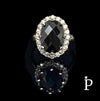 (AE - 17) .925 Plata Anillo Onix Negro Corte Ovalo - JoyeriaParis