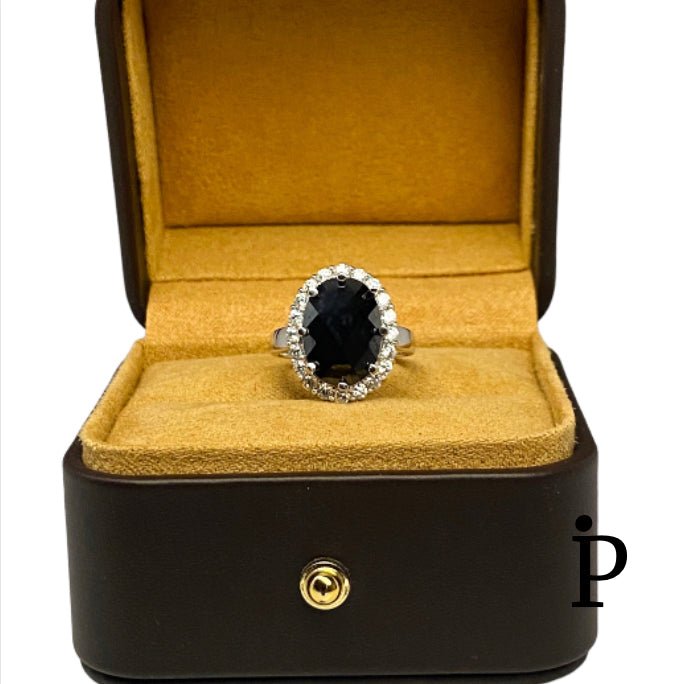 (AE - 17) .925 Plata Anillo Onix Negro Corte Ovalo - JoyeriaParis