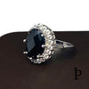 (AE - 17) .925 Plata Anillo Onix Negro Corte Ovalo - JoyeriaParis