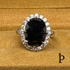 (AE - 17) .925 Plata Anillo Onix Negro Corte Ovalo - JoyeriaParis