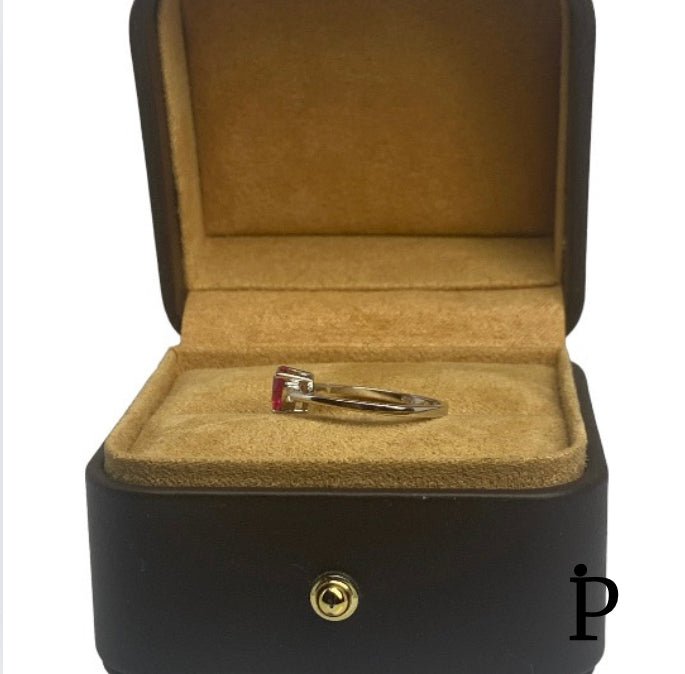 (AE - 20) .925 Plata Anillo Corazon Circonita Cúbica Rubí. - JoyeriaParis